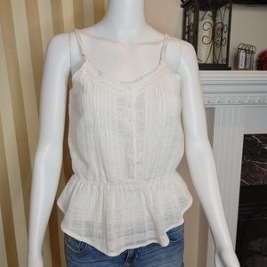 ISABEL LU BOHO CROCHET/LACE CAMISOLE, BEIGE M